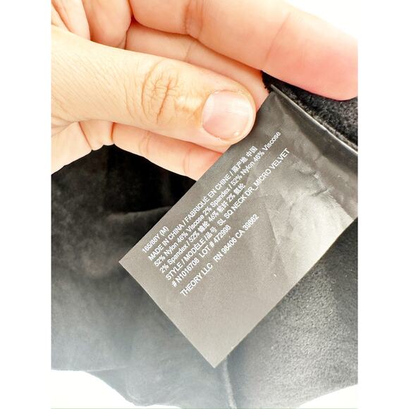 Theory Black Micro Velvet Sleeveless Square Neck Mini Dress Size Medium NWT - Picture 6 of 7